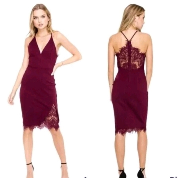 Astr The Label • Burgundy Lace Dress - Picture 1 of 13